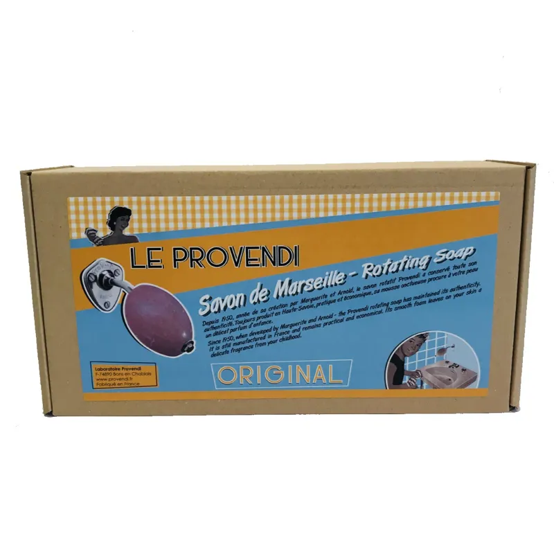 Provendi Wall Mounted Rotating Soap Holder with Exfoliating Cedar Soap-3